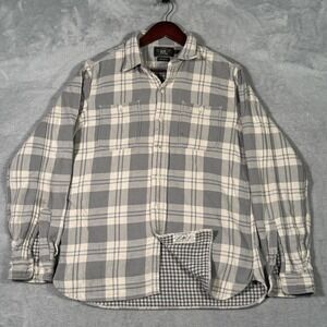 RRL Ralph Lauren Shirt Mens L Gray Plaid Flannel Lined Double RL*
